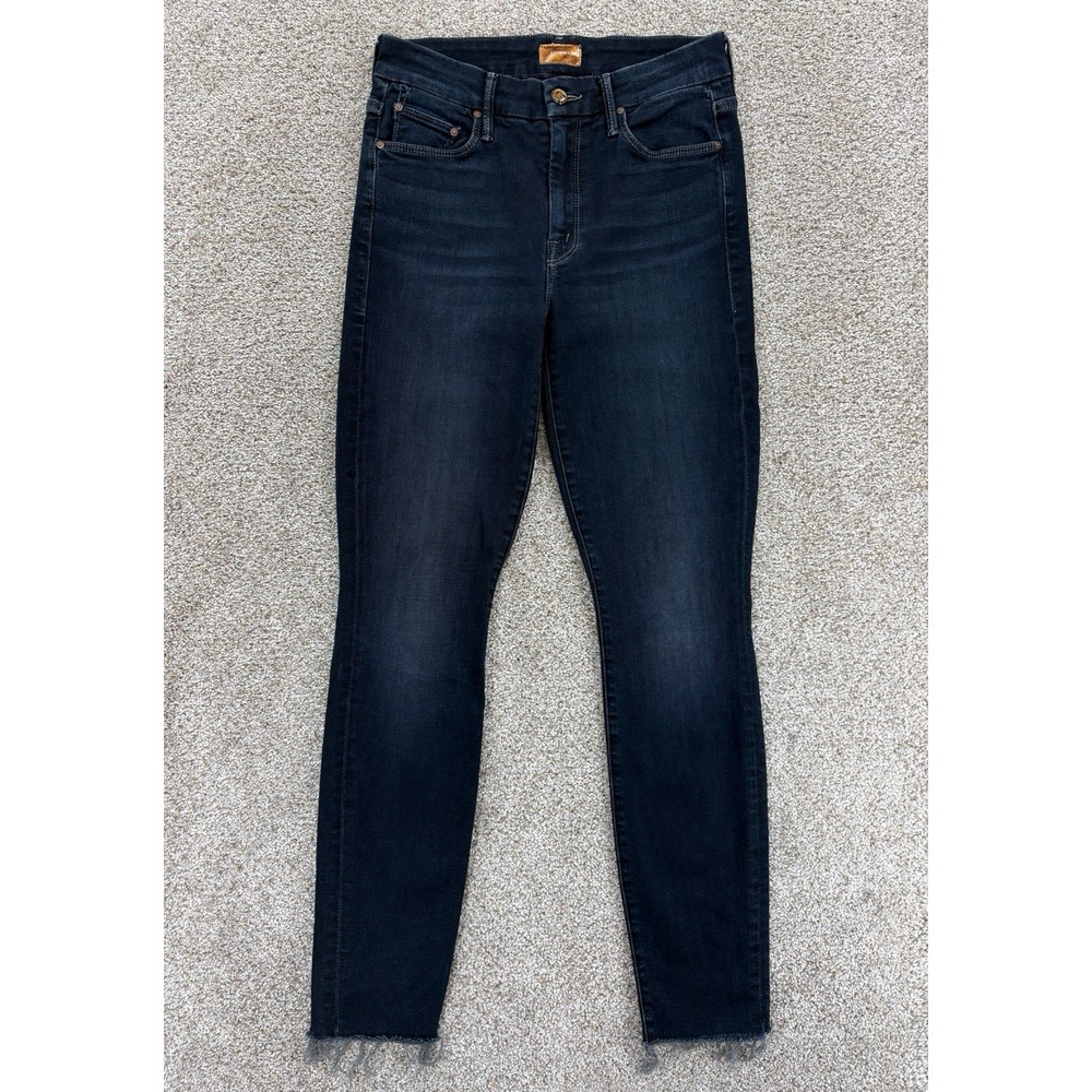 MOTHER The Looker Ankle Fray Jean Womens 25 Blue Coffee Tea or Me Indigo Stretch